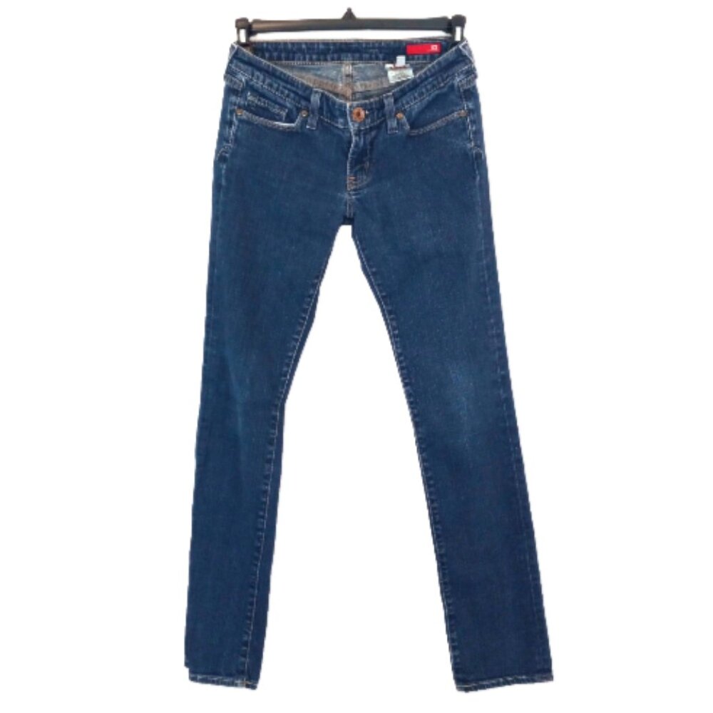 X2 Women’s Jeans Size 4 Long Low Rise Slim Fit Stretch Denim Dark Wash EUC